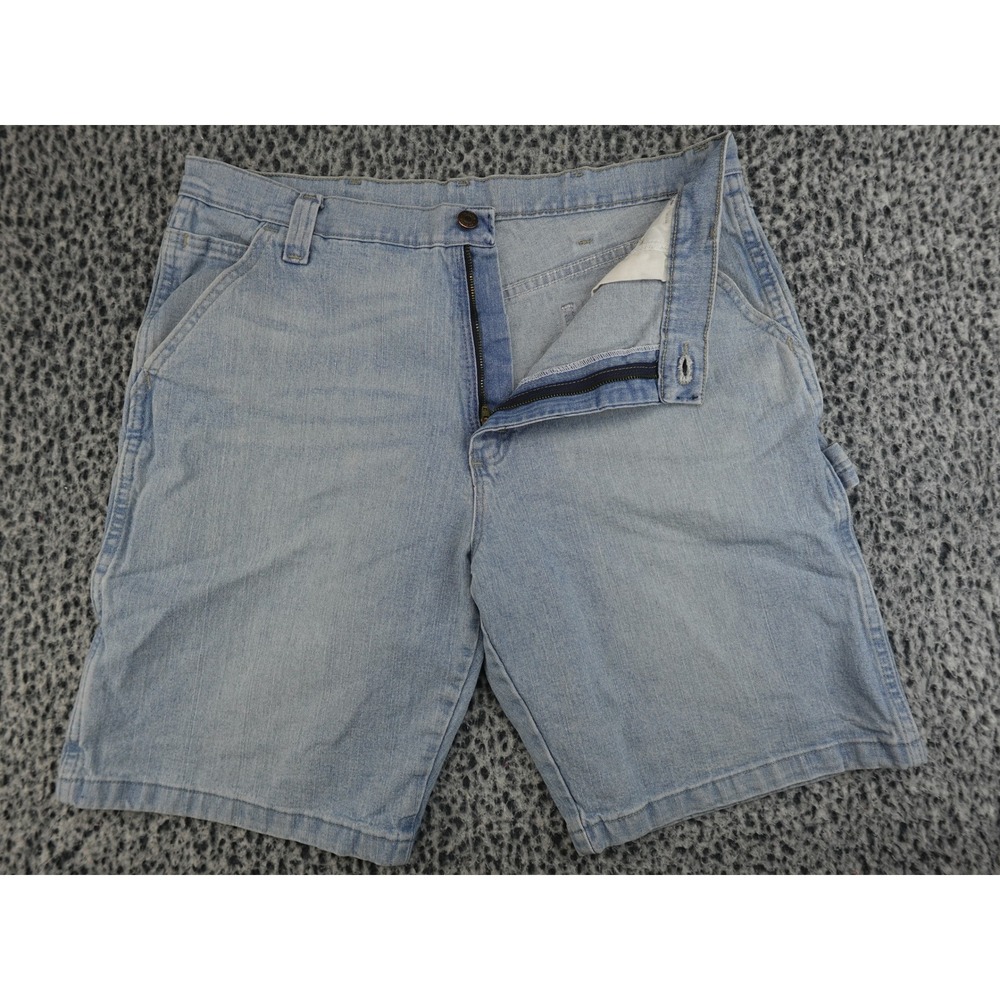 Wrangler Carpenter Denim Shorts Mens 36 Light Blue Stretch Utility 112315240